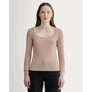Everlane Women's Pointelle Scoop-Neck Top T-Shirt in Rose Smoke, Size 2XS